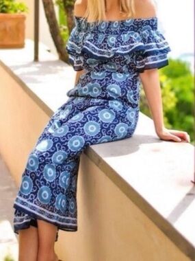 Anthropologie KOPAL Suzani Off Shoulder Boho Romper Size Medium Retails $228